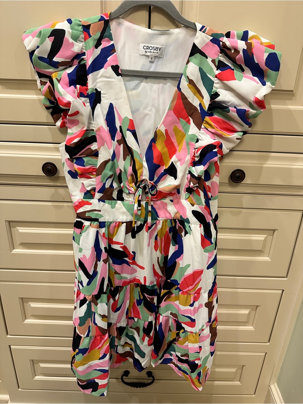 CROSBY by Mollie Burch Multicolor Abstract Print Mini Dress - White Base